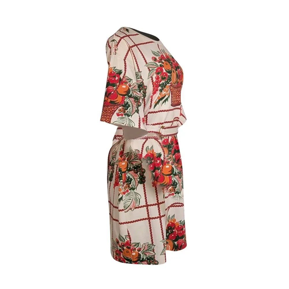 Tory Burch - Ivory w/ Fruit Basket Pattern Mini Dress Sz M